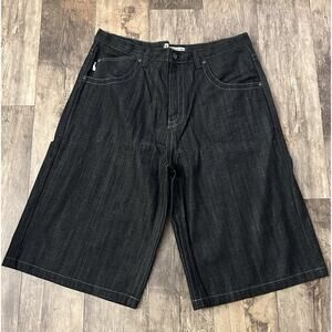 Mecca VTG Y2K Baggy Wide Legged Dark Jean Shorts Jorts Streetwear Skater 46 x 16